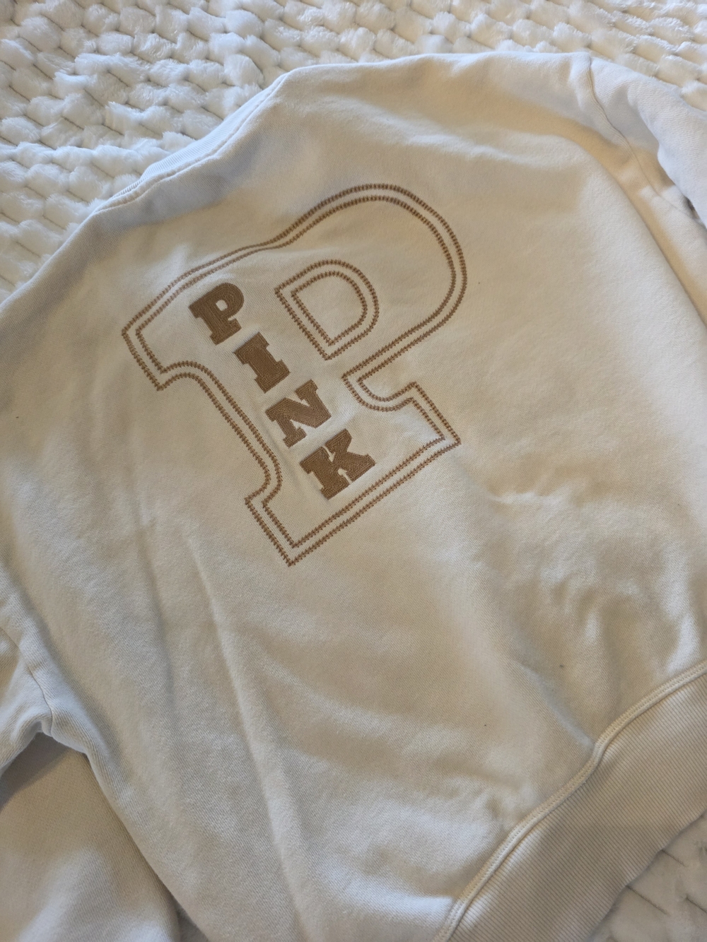 PINK Victoria's Secret Cream Sweatshirt with Tan Logo